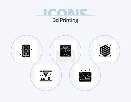 Ilustración de 3d Printing Glyph Icon Pack 5 Icon Design. . gadget. printing. cube. hock - Imagen libre de derechos