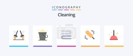 Illustration for Cleaning Flat 5 Icon Pack Including witch. cleaning. clean. broom. duster. Creative Icons Design - Royalty Free Image
