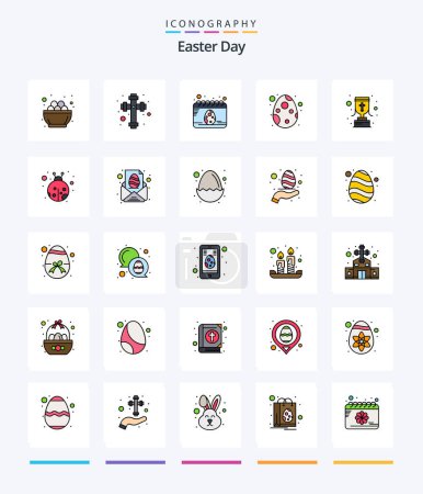 Ilustración de Creative Easter 25 Line FIlled icon pack  Such As goblet. celebration. calendar. egg. decoration - Imagen libre de derechos
