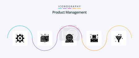 Téléchargez les illustrations : Product Management Glyph 5 Icon Pack Including industry. box. setting. interaction. essential - en licence libre de droit