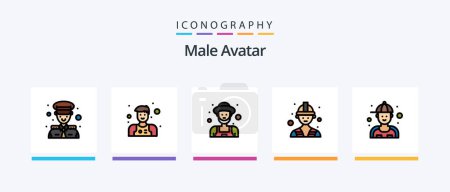 Illustration for Male Avatar Line Filled 5 Icon Pack Including photo. image. counselor. camera. man. Creative Icons Design - Royalty Free Image