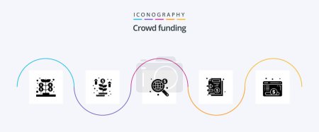 Ilustración de Crowdfunding Glyph 5 Icon Pack Including webpage. money. search. stack. documents - Imagen libre de derechos