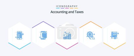Illustration for Taxes 25 Blue icon pack including book. money. analytics. marketing. duty - Royalty Free Image