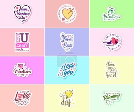 Ilustración de Valentine's Day: A Time for Romance. Passion. and Stickers - Imagen libre de derechos