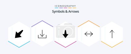 Téléchargez les illustrations : Symbols and Arrows 25 Glyph icon pack including . left. up - en licence libre de droit