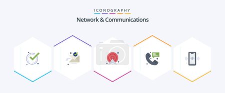 Ilustración de Network And Communications 25 Flat icon pack including communication. contact. good. call. map - Imagen libre de derechos