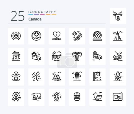 Illustration for Canada 25 Line icon pack including buildings. dome. canada. city. building - Royalty Free Image
