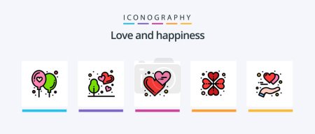 Illustration for Love Line Filled 5 Icon Pack Including rosebud. heart rose. plant. heart. medical. Creative Icons Design - Royalty Free Image