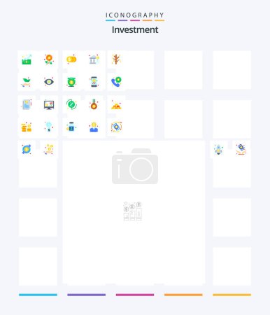 Téléchargez les illustrations : Creative Investment 25 Flat icon pack  Such As investment. money. coins. investment. bank - en licence libre de droit