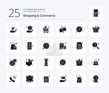 Ilustración de Shopping And Commerce 25 Solid Glyph icon pack including premium. board. global delivery. shopping. arrival - Imagen libre de derechos