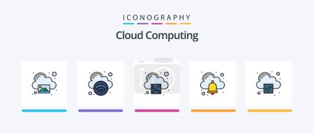 Téléchargez les illustrations : Cloud Computing Line Filled 5 Icon Pack Including config. cloud. video. cloud. Creative Icons Design - en licence libre de droit