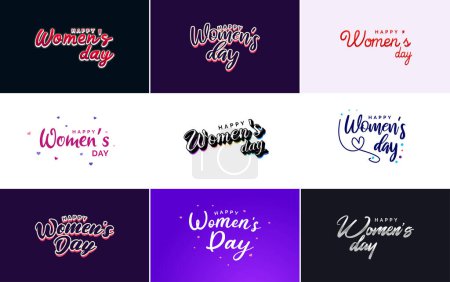 Ilustración de Set of cards with International Women's Day logo - Imagen libre de derechos
