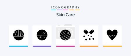 Illustration for Skin Glyph 5 Icon Pack Including omega pills. omega. skin protection. nutrients capsules. strong hair. Creative Icons Design - Royalty Free Image