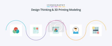 Illustration for Design Thinking And D Printing Modeling Flat 5 Icon Pack Including web. services. brusher. client. user - Royalty Free Image