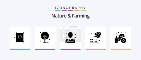 Téléchargez les illustrations : Nature And Farming Glyph 5 Icon Pack Including farm. sprinkier. farm. nature. farming. Creative Icons Design - en licence libre de droit