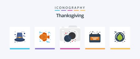 Illustration for Thanksgiving Flat 5 Icon Pack Including thanksgiving. leaf. cranberry. thanks day. date. Creative Icons Design - Royalty Free Image