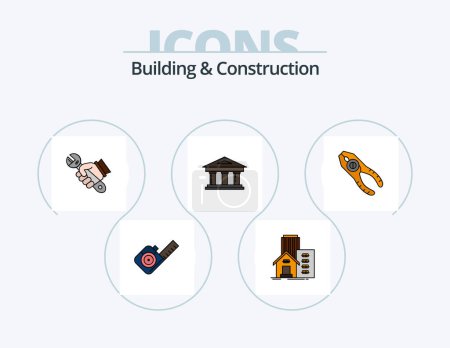 Ilustración de Building And Construction Line Filled Icon Pack 5 Icon Design. pliers. plummet. sale. plumb. instrument - Imagen libre de derechos