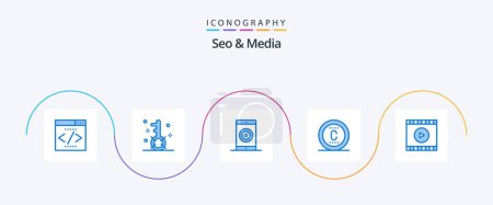 Illustration for Seo and Media Blue 5 Icon Pack Including trademark. protection. search. copyright. optimization - Royalty Free Image