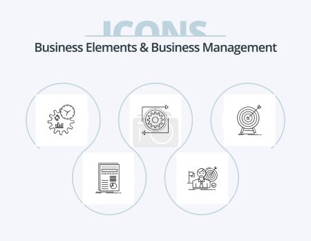 Illustration for Business Elements And Business Managment Line Icon Pack 5 Icon Design. smart. management. success. knowledge. look - Royalty Free Image