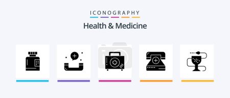 Téléchargez les illustrations : Health and Medicine Glyph 5 Icon Pack Including fitness. call. fitness. fitness. disease. Creative Icons Design - en licence libre de droit