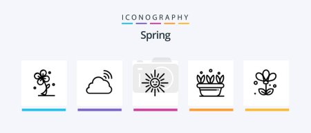 Illustration for Spring Line 5 Icon Pack Including leaf. spring. rose. fly. spring. Creative Icons Design - Royalty Free Image
