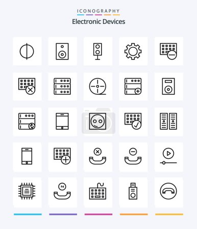 Ilustración de Creative Devices 25 OutLine icon pack  Such As data. hardware. devices. gadget. computers - Imagen libre de derechos