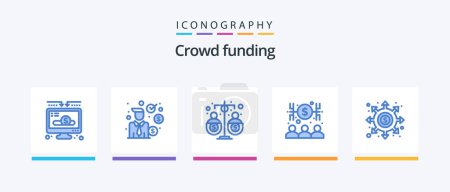 Téléchargez les illustrations : Crowdfunding Blue 5 Icon Pack Including black. economist. budget. capitalist. income. Creative Icons Design - en licence libre de droit