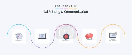 Illustration for 3d Printing And Communication Flat 5 Icon Pack Including communication. bubble. sync. object. correction - Royalty Free Image