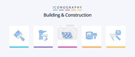 Illustration for Building And Construction Blue 5 Icon Pack Including painting. bucket. faucet. brush. top. Creative Icons Design - Royalty Free Image