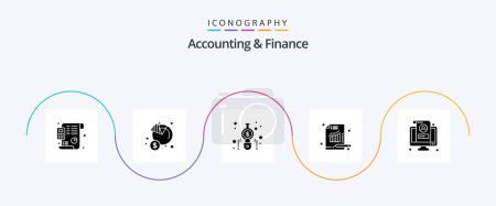 Téléchargez les illustrations : Accounting And Finance Glyph 5 Icon Pack Including account. report. money. metrics. finance - en licence libre de droit