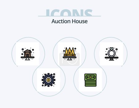 Ilustración de Auction Line Filled Icon Pack 5 Icon Design. concert. donation. label. charity. smartphone - Imagen libre de derechos