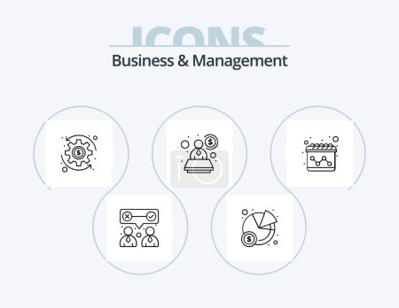 Illustration for Business And Management Line Icon Pack 5 Icon Design. consultant. target. our. success. employee - Royalty Free Image