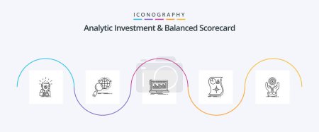 Illustration for Analytic Investment And Balanced Scorecard Line 5 Icon Pack Including relationship. estimation. research. stock. index - Royalty Free Image