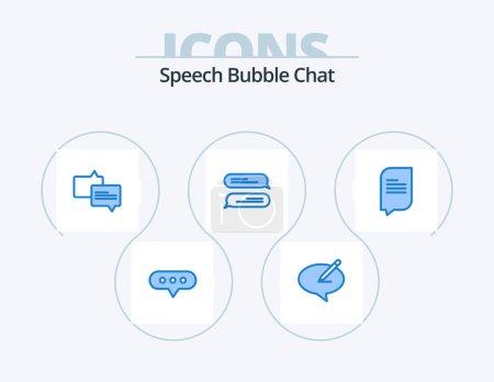 Illustration for Chat Blue Icon Pack 5 Icon Design. . conversation. chat. chat. messaging - Royalty Free Image