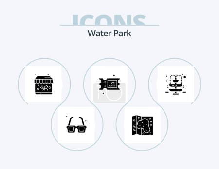 Ilustración de Water Park Glyph Icon Pack 5 Icon Design. park. fountain. garden. park. ticket - Imagen libre de derechos