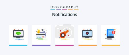 Illustration for Notifications Flat 5 Icon Pack Including book. notification. payment. error. whistle. Creative Icons Design - Royalty Free Image