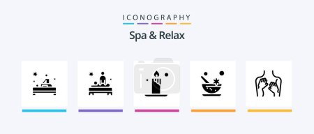 Ilustración de Spa And Relax Glyph 5 Icon Pack Including cosmetics . care . light. candle. Creative Icons Design - Imagen libre de derechos