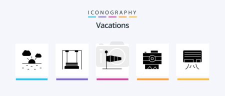 Ilustración de Vacations Glyph 5 Icon Pack Including camera . wind. kids . speed . blow. Creative Icons Design - Imagen libre de derechos