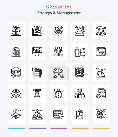 Illustration for Creative Strategy And Management 25 OutLine icon pack  Such As arrow. mountain. marketing. target. gear - Royalty Free Image