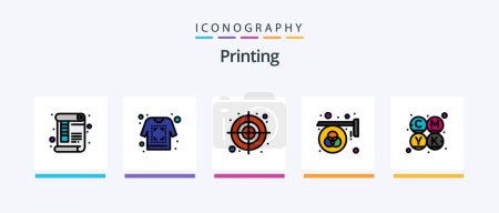 Illustration for Printing Line Filled 5 Icon Pack Including print. flyer. print. brochure. print. Creative Icons Design - Royalty Free Image