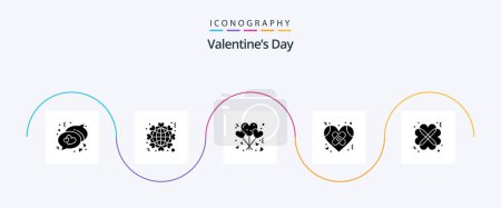 Téléchargez les illustrations : Valentines Day Glyph 5 Icon Pack Including hearts. heart. balloons. healthcare. bandage - en licence libre de droit
