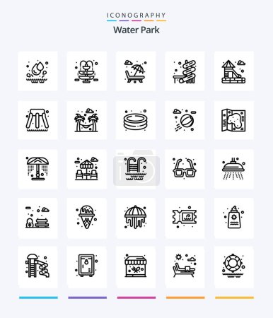 Illustration for Creative Water Park 25 OutLine icon pack  Such As pool. park. park. hammock. water - Royalty Free Image