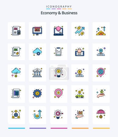 Ilustración de Creative Economy And Business 25 Line FIlled icon pack  Such As gold. money. computer. growth. analysis - Imagen libre de derechos