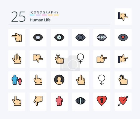 Ilustración de Human 25 Line Filled icon pack including hand. click. fingers. vote. down - Imagen libre de derechos