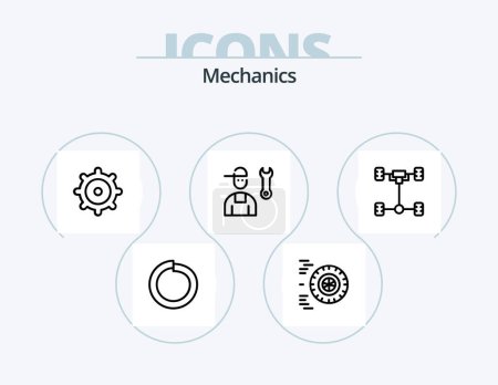 Ilustración de Mechanics Line Icon Pack 5 Icon Design. . gear. - Imagen libre de derechos