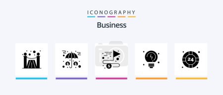 Téléchargez les illustrations : Business Glyph 5 Icon Pack Including support. help. accomplish. thinking. brainstorming. Creative Icons Design - en licence libre de droit