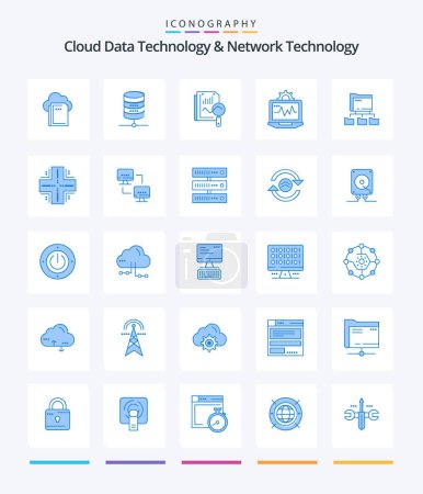 Ilustración de Creative Cloud Data Technology And Network Technology 25 Blue icon pack  Such As folders. computing. file. setting. laptop - Imagen libre de derechos