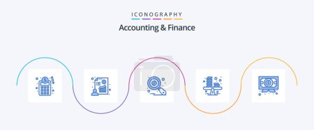 Illustration for Accounting And Finance Blue 5 Icon Pack Including certificate. coins. auditing. profit. business - Royalty Free Image