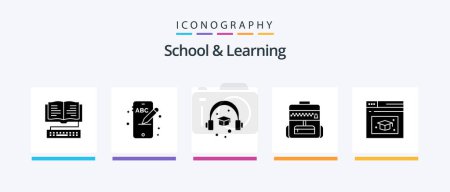 Ilustración de School And Learning Glyph 5 Icon Pack Including . cap. education. education. school. Creative Icons Design - Imagen libre de derechos