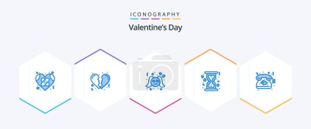 Téléchargez les illustrations : Valentines Day 25 Blue icon pack including love. hourglass. love. heart. charity - en licence libre de droit